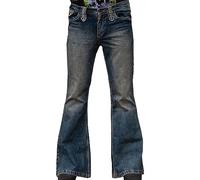Herren-Jeans mit Vintage-Bein, Disco-Jeans, Vintage-Stil, Glockenhose, Stretch, Retro, Glocke, ausgestellte 70er-Jahre-Jeans, Blau, 3XL