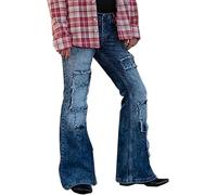Herren-Jeans mit Vintage-Bein, Disco-Jeans, Vintage-Stil, Glockenhose, Stretch, Retro, Glocke, ausgestellte 70er-Jahre-Jeans, Bluesq, Mittel