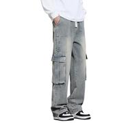 Herren Jeans Regular Fit - Wanderhose Herren Relaxed Fit Jeans Y2k Cargo Jeans Baggy Denim Hose Punk Lose Gerade Hosen Alltag Outdoor Streetwear Klassiker Fashion Fit Baggy Weitem Denim Hosen