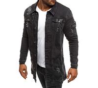 Herren Jeansjacke Vintage Ripped Jacket Outwear Fashion Casual Slim Lange Western Jeansjacke