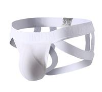 Herren Jockstraps Men String Tanga Einfarbig Jocks Stretch Tanga Slip Männer Unterhosen Jockstraps Sport Wäsche Sportunterwäsche Low-Rise Weiß M