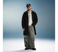 Herren Junger Streetstyle Schwarzer Lockerer Mittellanger Mantel, Lässiger Wollmantel mit Überschnittenem Schulter, Oversize, Halloween Weihnachten Ne