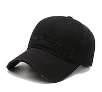 Herren Kappe Hut Summer Worn Hole Baseball Caps Für Männer Frauen Orange Pink Braun Gewaschen Vintage Dad Hut Trendy Streetwear Snapback Cap-Black_Baseball_Cap_Adjustable