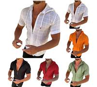 Herren Kapuzenpulli Kurzärmlige T-Shirts Männer mit Reißverschluss Kurze Ärmel T Shirts Male Sommer Slim-Fit-Hemd Kurze Hülsen Hemd Fitness-Studio Sport-Shirt Atmungsaktiv Schnelltrocknend Kurzarm