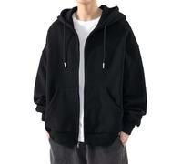 Herren Kapuzenpullover mit durchgehendem Reißverschluss, Fleece-Hoody-Cardigan, bequeme übergroße Hoodies, Streetwear-Kapuzen-Sweatshirt, einfarbig, langärmelig, Mantel mit Kapuze, lässig, modisch,
