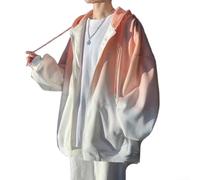 Herren Kapuzenpullover mit Reißverschluss Gradient Farbverlauf Langarm Sweatjacke Casual Training für Slim Fit M-3XL(Orange M)