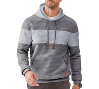 Herren Kapuzenpullover Patchwork Karomuster Jacquard Kordelzug Tasche | Langärmeliges Herren-Sweatshirt im Color-Block-Streifendesign Freizeitmode