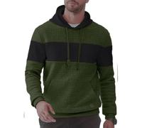 Herren Kapuzenpullover Patchwork Karomuster Jacquard Kordelzug Tasche | Langärmeliges Herren-Sweatshirt im Color-Block-Streifendesign Freizeitmode