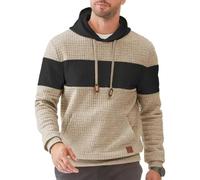 Herren Kapuzenpullover Patchwork Karomuster Jacquard Kordelzug Tasche | Langärmeliges Herren-Sweatshirt im Color-Block-Streifendesign Freizeitmode