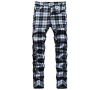 Herren Karierte Hose Business Arbeitshose Slim Fit Chino Hose Trainingshose Sweatpant Jogginghose Sporthose Chinohose Regular Fit Stretch Hose Karo-Muster Herrenhose Freizeithose