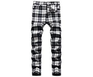 Herren Karierte Hose Business Arbeitshose Slim Fit Chino Hose Trainingshose Sweatpant Jogginghose Sporthose Chinohose Regular Fit Stretch Hose Karo-Muster Herrenhose Freizeithose