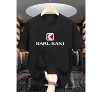 Herren Karl Kani Grafik T-Shirt - Loose-Fit Streetwear Crew Neck Shirt mit markanter Logo-Grafik, Schwarz-Weiß Design, maschinenwaschbar, Ganzjahres L