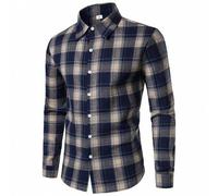 Herren Karohemd aus Flanell, lässiges Langarm-Knopfhemd