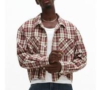 Herren Karohemd aus Flanell mit langen Ärmeln, Brusttaschen und Knopfleiste, Casual Karierter Top