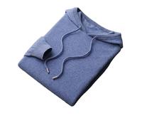 Herren Kaschmir Hoodie Merino Wolle Strick Sweatshirt Winter Casual Große Top, blau, XL