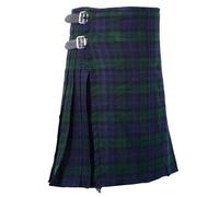 Herren-Kilt mit Schottenkaro, traditioneller schottischer Highland-Kilt für Hochzeiten und Veranstaltungen, 61 cm lang, Schwarz, kariert Schwarz / Grün, 44W