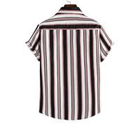 Herren Klassische Kurzarm Hemd, Gestreiftes Bowlinghemden Knopfverschluss Hawaiihemd Sommerhemd Casual Revers Große Strickjacke