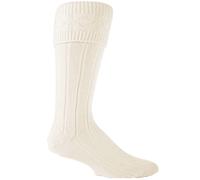 Herren kniehoch Wolle Mischung gerippt Creme Hose Kilt Socken - Creme EU 39 - 45