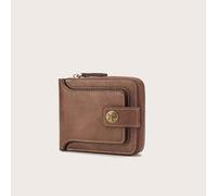 Herren Knopf-Dekor Reißverschluss rund Kredit Karte kleine Bi-Fold kleine Tasche Herren Damen Geldbörse Vater Geschenke dünne leichtgewichtige tragbar