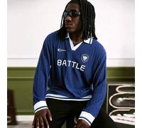 Herren Kontrast Streifen strukturiertes Langarm Lässig Sport Poloshirt, Herren Strick Poloshirt, Creme Poloshirt, Herren V-Ausschnitt Pullover, Herren