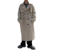 Herren Koreanischer Stil Langarm Trenchcoat Jacke Outwear Zweireihig Streetwear Windbreaker Übermantel für Herbst Winter Kleidung (XL Beige)
