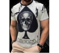 Herren Kurzarm Grafik T-Shirt mit kräftigem 3D-Druck für Freizeit und Streetwear, Weiss/opulenter Garten, XX-Large