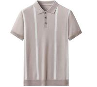Herren Kurzarm leichtes, lässiges und bequemes gestreiftes Polo-Shirt aus Strick, modischer und minimalistischer Stil für tägliche Fahrten, Sommer