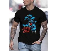 Herren-Kurzarm--Shirt mit Santa-Cruz-Motiv , Herren--Shirt mit Rundhalsausschnitt, 220 g/², für den Sommer, aus reiner Baumwolle, kurzärmelig (1 Stü)