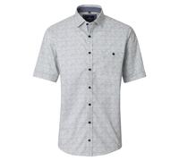 Herren Kurzarmhemd mit Micro-Print ? 100% Baumwolle ? Casual Fit ? Sommerhemd mit Kentkragen & Brusttasche ? Blau Beige 4XL