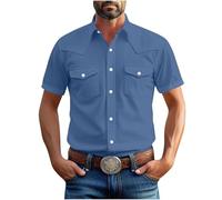 Herren Kurzarmhemd Sommer Lockere Freizeithemd Kurzarm Hemd mit Tasche Lässig T-Shirt Bequeme Weich Sommerhemd mit Revers und Knöpfen Einfarbig Casual Businesshemd Outdoor Cargo Hemden Strandhemd