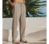 Herren Lässig Business einfarbige Webhose Leinen Hose Sommer Resort Tragen Leinen Kordelzughose, Herbst