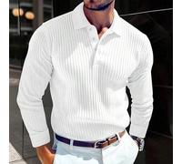 Herren Lässig Business Pendler einfarbiges strukturiertes Langarm Golf Poloshirt, geeignet für tägliche Ausflüge und Sport, Frühling/Herbst