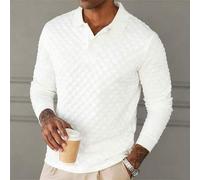 Herren Lässig Einfarbiges Strukturiertes Langarm Poloshirt