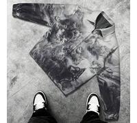 Herren Lässige grafische Muster Reißverschluss Vorne Rave Jacke für Herbst Ausgehen Streetwear, grafische Langarm Engel leichte Jacke, als Geschenk fü