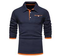 Herren Lässige Langarm Poloshirts Kontrastfarben Patchwork T-Shirts Herren Poloshirt langärmelige Baumwolle Golf T-Shirt Freizeit Oberteile Langarm Poloshirts Freizeit Oberteile Spleiß Golf Shirt