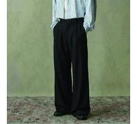 Herren Lässige Loose Fit Cargohose, vielseitig tragbare Herrenhose mit weitem Bein, Herrenhose mit Bundfalten, weite Herrenhose, schwarze Leinenhose f