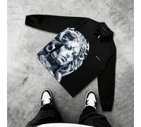 Herren Lässige Street Angel Muster Reißverschlussjacke, geeignet für Herbst Outdoor Streetwear, leichte Langarm-Jacke mit Engel-Grafik, Geschenk für F