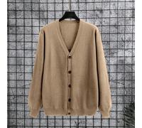 Herren Lässiger V-Ausschnitt Knopf-Cardigan mit Langarm, Einfarbiger Allrounder, vielseitig für den täglichen Gebrauch, Herren Strick-Cardigan mit Knö