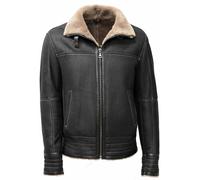 Herren Lammfelljacke Bomber Mark in Schwarzgrau