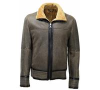 Herren Lammfelljacke Bomber Mark in vintage Graubraun
