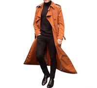Herren Lang Winter Trenchcoat Vintage Loose Fit Parka Jacke Overcoat Outwear Geeignet für Business, Casual und formelle Veranstaltungen (L Orange)
