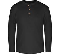 Herren Langarm Henley-Shirt aus Bio-Baumwolle Basic Pullover T-Shirt mit Knopfleiste und Langen Armen Longsleeve für Männer Farbe Schwarz Größe XL