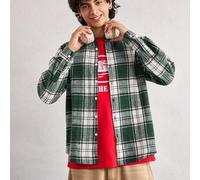 Herren Langarm Karohemd aus Flanell, dick und warm, Business Lässig Hemd, neue Grünfarbe, Relaxed Fit für Herren, Herbst/Winter Frühling bis Sommer, S