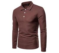 Herren Langarm Kontrast Polo Shirt Herren Basic Washed Cotton Golf Shirts Tops Casual Regular Fit Langarm Polo Shirt Herren Casual Polo Shirts Langarm gestreifte Kragen T-Shirts