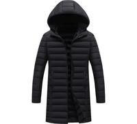 Herren Langarm Lässig einfarbiger Kapuzen-Steppmantel, Wintermantel für den Alltag, Basic, Herbst