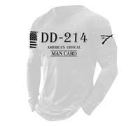Herren Langarm-T-Shirt mit Rundhalsausschnitt Bedruckt lässiger Style bequemes Baumwollshirt modisches Oberteil für Männer (White, XXXL)