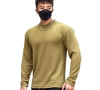 Herren Langarm-T-Shirt, T78 strukturiertes Frühherbst-Top, reifer Stil, koreanische innere Basisschicht, High-End-Vintage-Freizeithemd (XL grün)