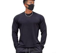 Herren-Langarm-T-Shirt, T78, strukturiertes Frühherbst-Top, reifer Stil, koreanische innere Basisschicht, High-End-Vintage-Freizeithemd (XL schwarz)