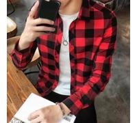 Herren Langarmhemd Karo Retro Hemd Atmungsaktiv Einfarbig Alltagsmode für Frühling Sommer Arbeit Party Schwarz M-3XL(XL 6908 pure lattice red)
