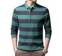 Herren Langarmshirt - Baumwolle Poloshirt Männer Langarm Herbstkleidung Gestreift Business Slim Fit Herren T-Shirt Mode Poloshirts Für Formelle Und Legere Kleidung, Stil A, L
